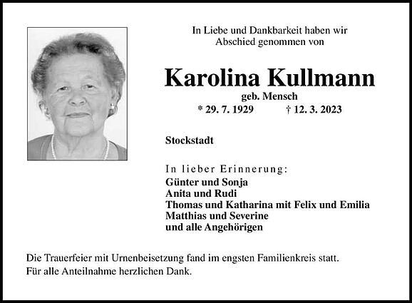 Karolina Kullmann, geb. Mensch