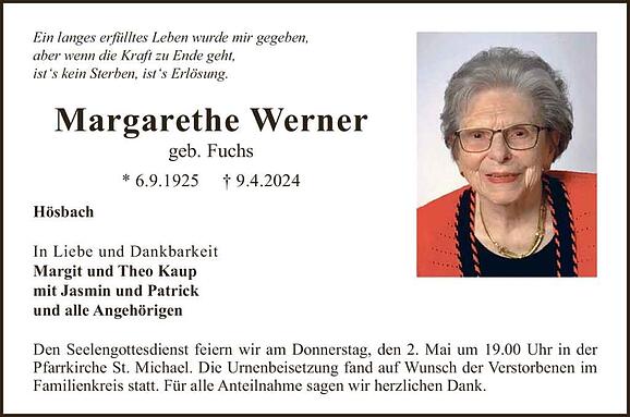 Margarethe Werner, geb. Fuchs