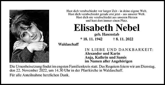 Elisabeth Nebel, geb. Hasenstab