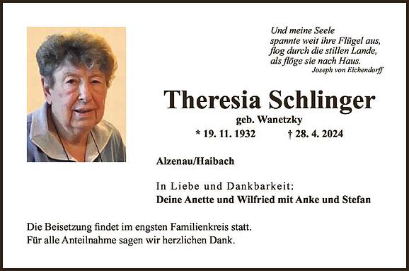 Theresia Schlinger, geb. Wanetzky