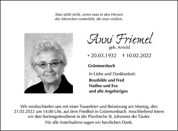 Anni Friemel, geb. Arnold