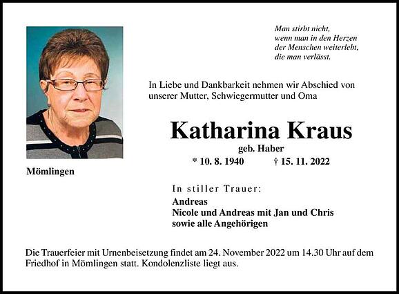 Katharina Kraus, geb. Haber