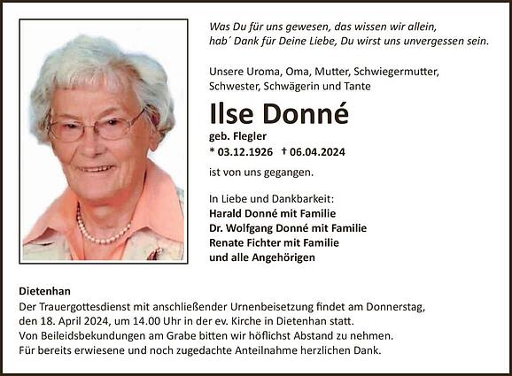 Ilse Donne, geb. Flegler