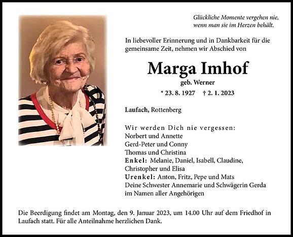 Marga Imhof, geb. Werner