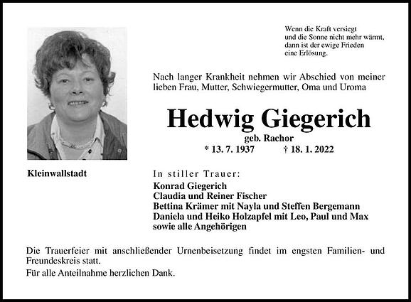 Hedwig Giegerich, geb. Rachor