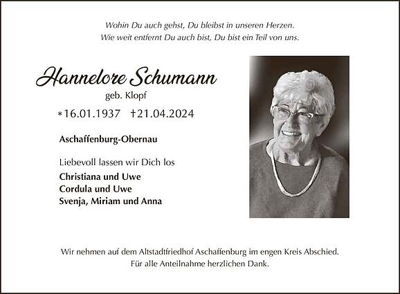 Hannelore Schumann, geb. Klopf