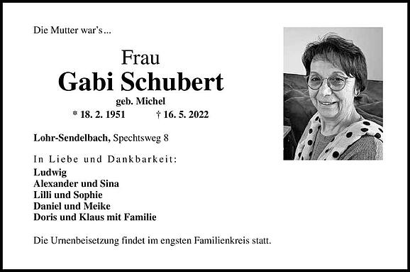 Gabi Schubert, geb. Michel