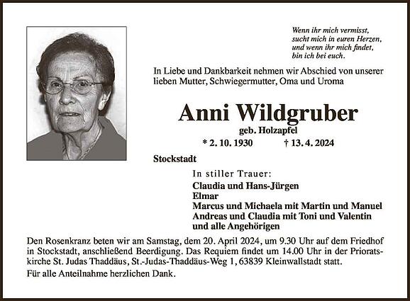 Anni Wildgruber, geb. Holzapfel