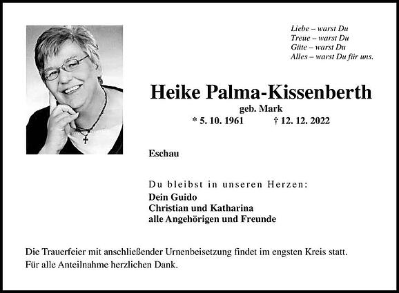 Heike Palma-Kissenberth, geb. Mark