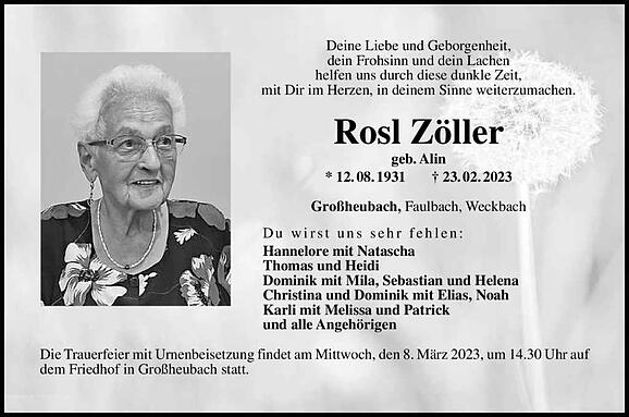 Rosl Zöller, geb. Alin