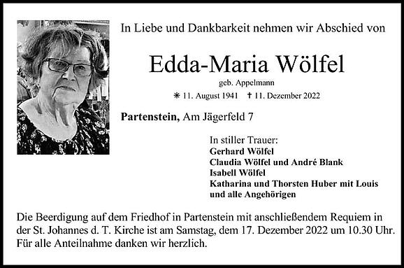 Edda-Maria Wölfel, geb. Appelmann