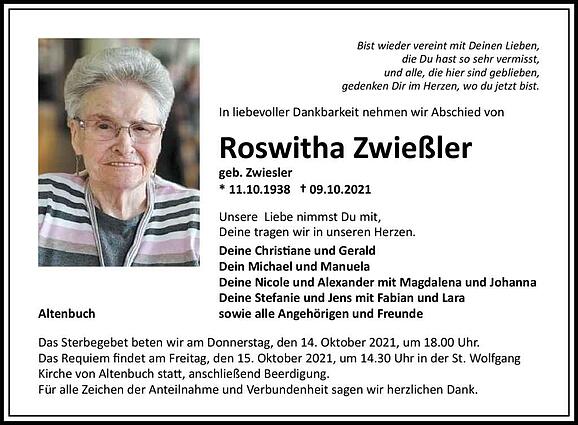 Roswitha Zwießler, geb. Zwiesler