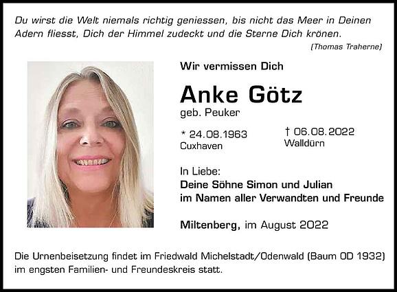 Anke Götz, geb. Peuker