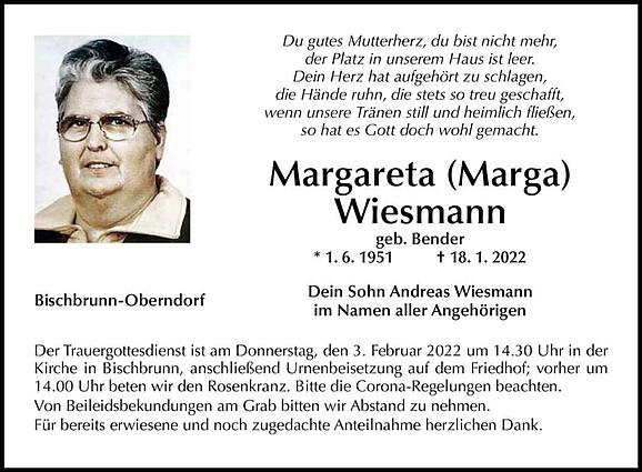 Margareta Wiesmann, geb. Bender