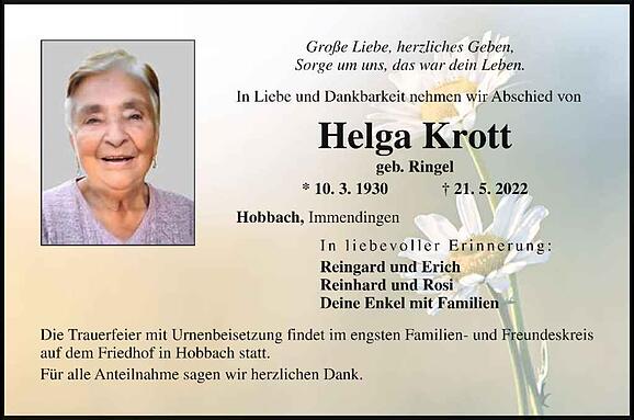 Helga Krott, geb. Ringel
