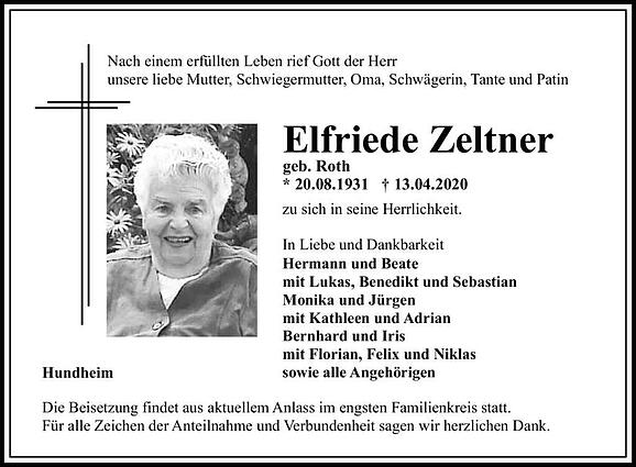 Elfriede Zeltner, geb. Roth