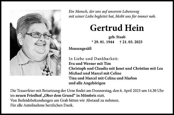 Gertrud Hein, geb. Staab