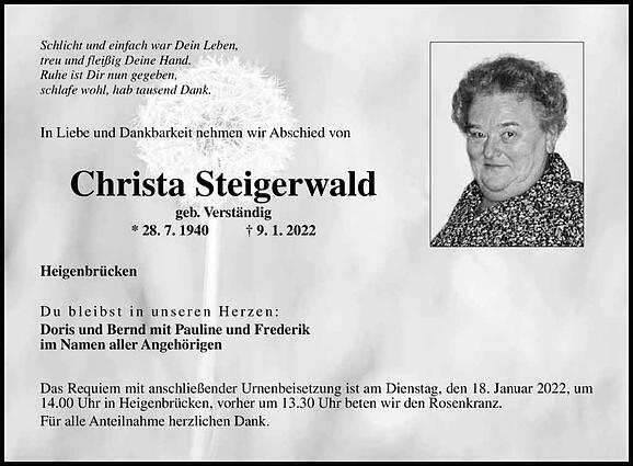 Christa Steigerwald, geb. Verständig