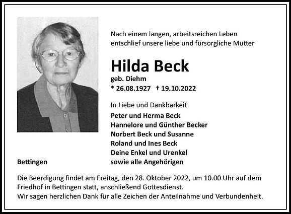 Hilda Beck, geb. Diehm