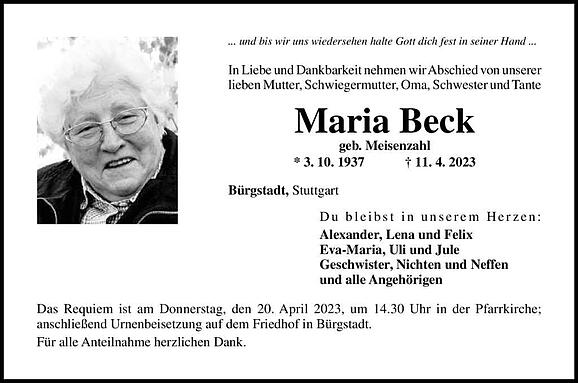 Maria Beck, geb. Meisenzahl