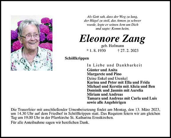 Eleonore Zang, geb. Hofmann