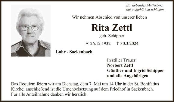 Rita Zettl, geb. Schipper