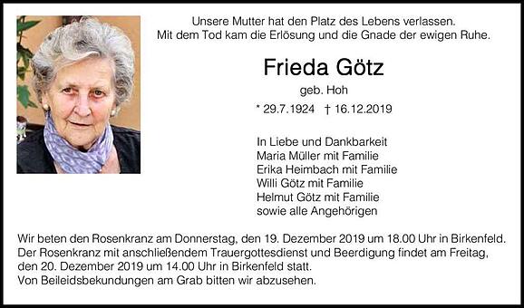 Frieda Götz, geb. Hoh