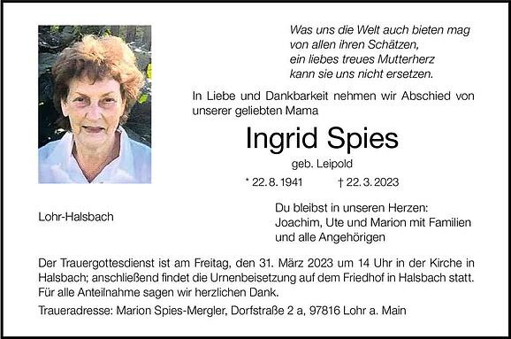 Ingrid Spies, geb. Leipoldd
