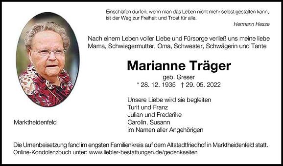 Marianne Träger, geb. Greser
