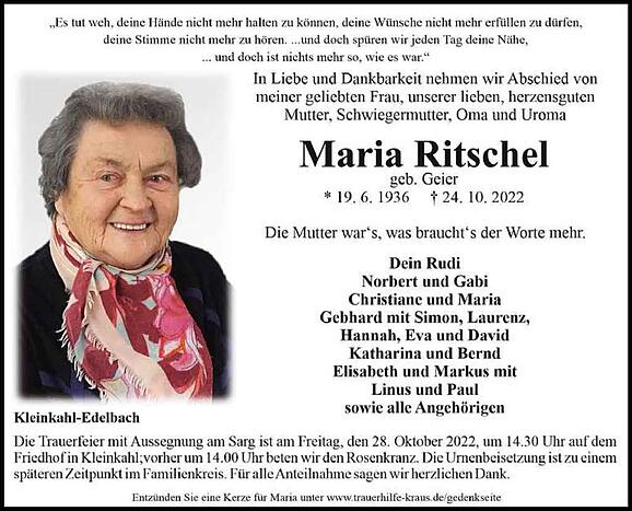 Maria Ritschel, geb. Geier
