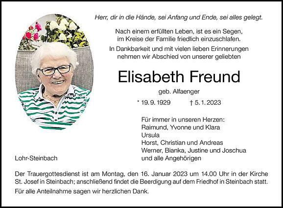 Elisabeth Freund, geb. Alfaenger