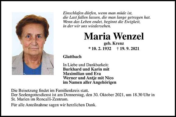 Maria Wenzel, geb. Krenz