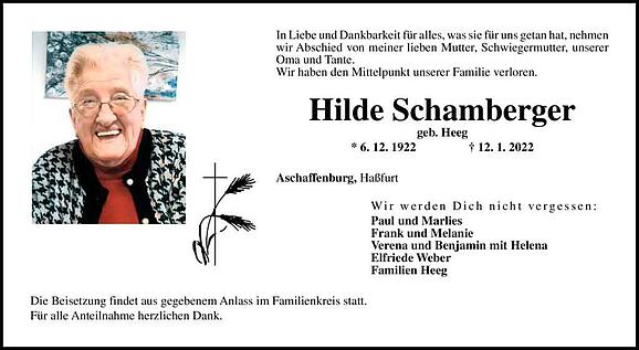 Hilde Schamberger, geb. Heeg