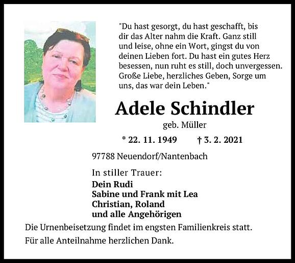 Adele Schindler, geb. Müller