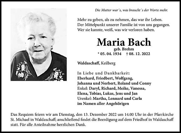 Maria Bach, geb. Brehm