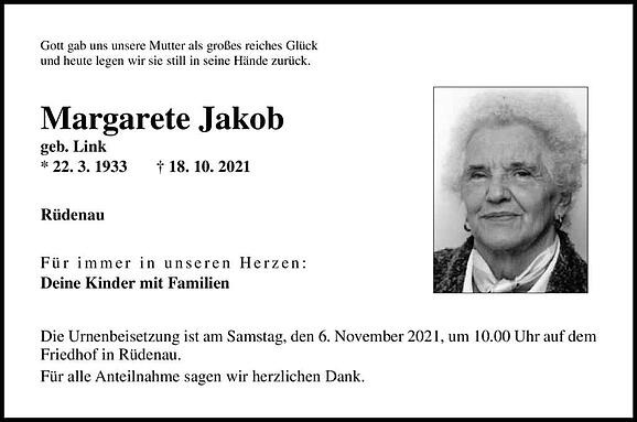 Margarete Jakob, geb. Link