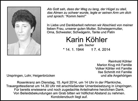 Karin Köhler, geb. Sacher