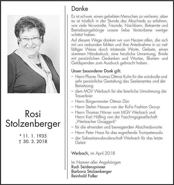 Rosi Stolzenberger, geb. Faller