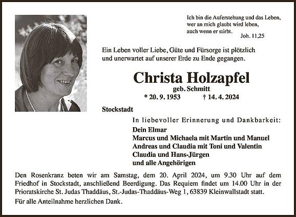 Christa Holzapfel, geb. Schmitt