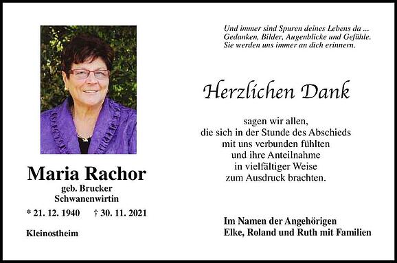 Maria Rachor, geb. Brucker
