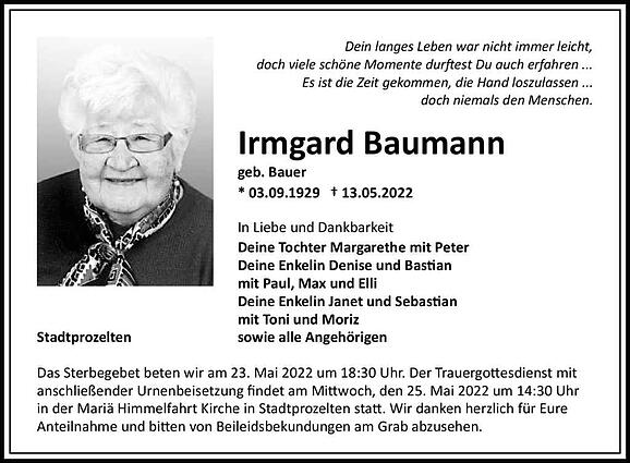 Irmgard Baumann, geb. Bauer