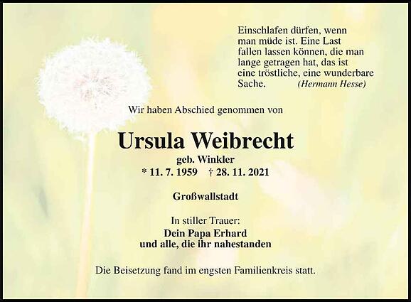 Ursula Weibrecht, geb. Winkler