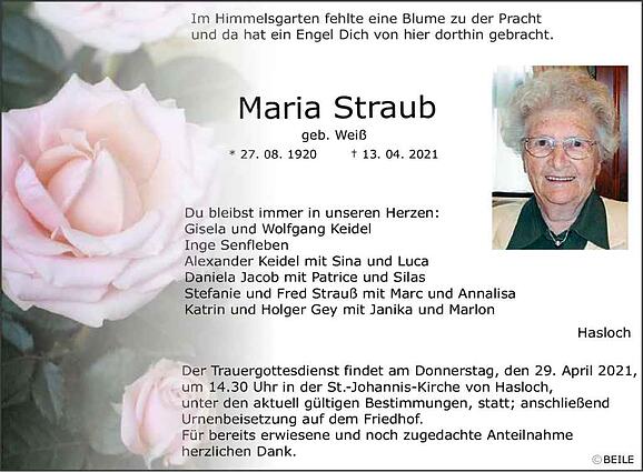 Maria Straub, geb. Weiß