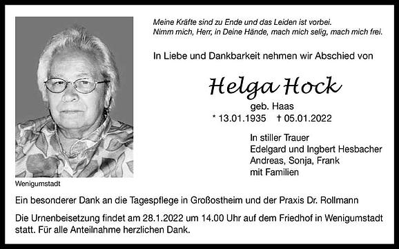 Helga Hock, geb. Haas