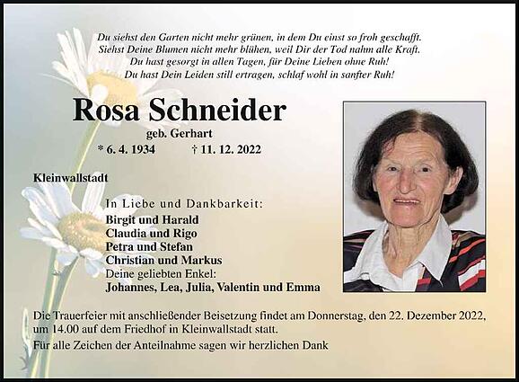 Rosa Schneider, geb. Gerhart