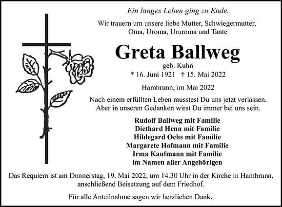 Greta Ballweg, geb. Kuhn