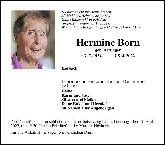 Hermine Born, geb. Rettinger
