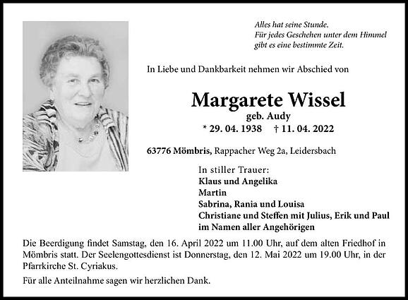 Margarete Wissel, geb. Audy
