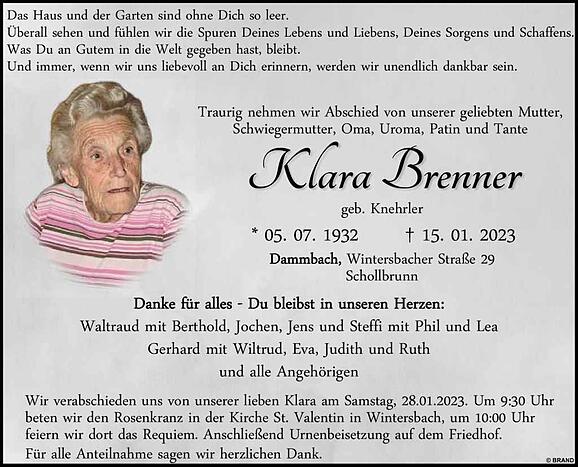 Klara Brenner, geb. Knehrler