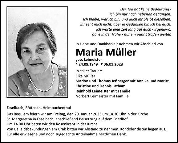 Maria Müller, geb. Leimeister